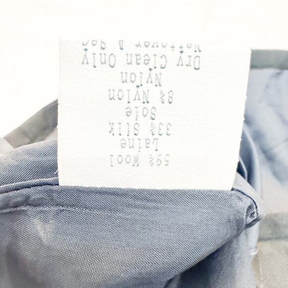 Lafayette 148 Wool Silk Gray Pinstripe Pencil Wool Silk Patterned Skirt Size 16 - Picture 4 of 5